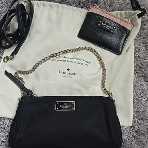 Kate Spade Black and Pink Clutch with Gold Chain